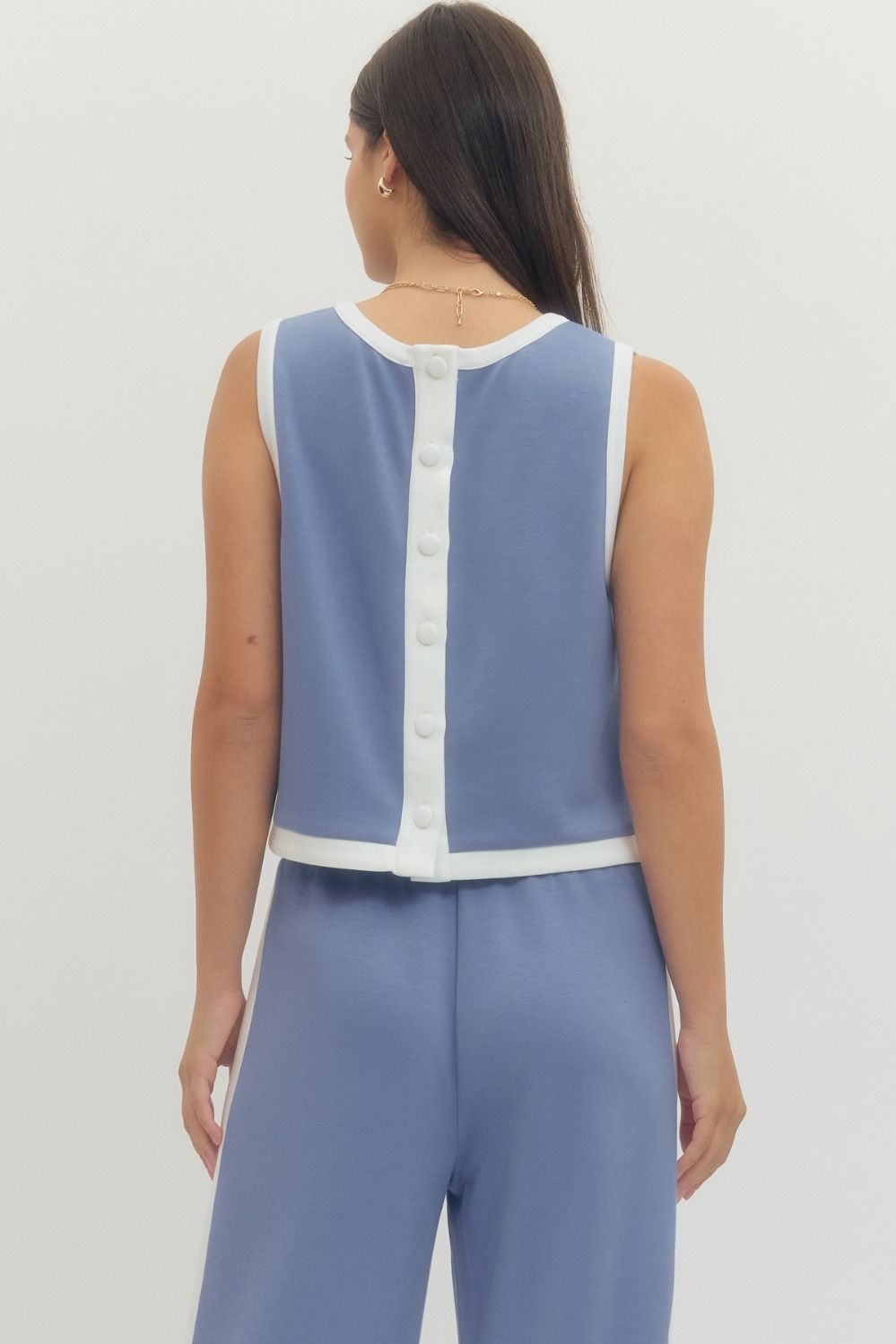 Entro | Leyla Sleeveless Button Back Top | Sweetest Stitch Boutique