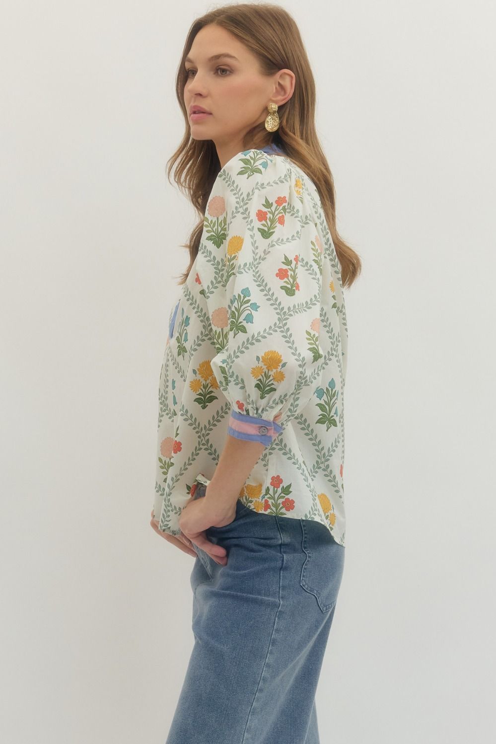 Entro | Bree Floral V-Neck Top | Sweetest Stitch Boutique Richmond