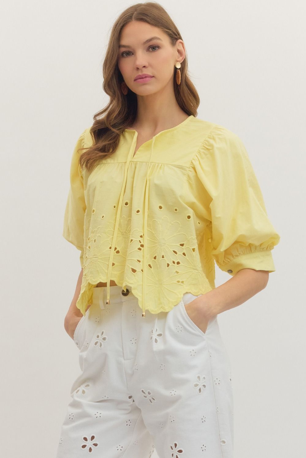 Entro | Starr Short Sleeve Eyelet Top | Sweetest Stitch Boutique RVA