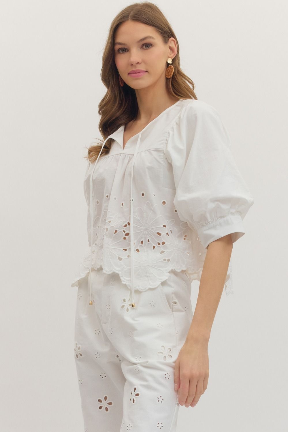 Entro | Starr Short Sleeve Eyelet Top | Sweetest Stitch Boutique RVA