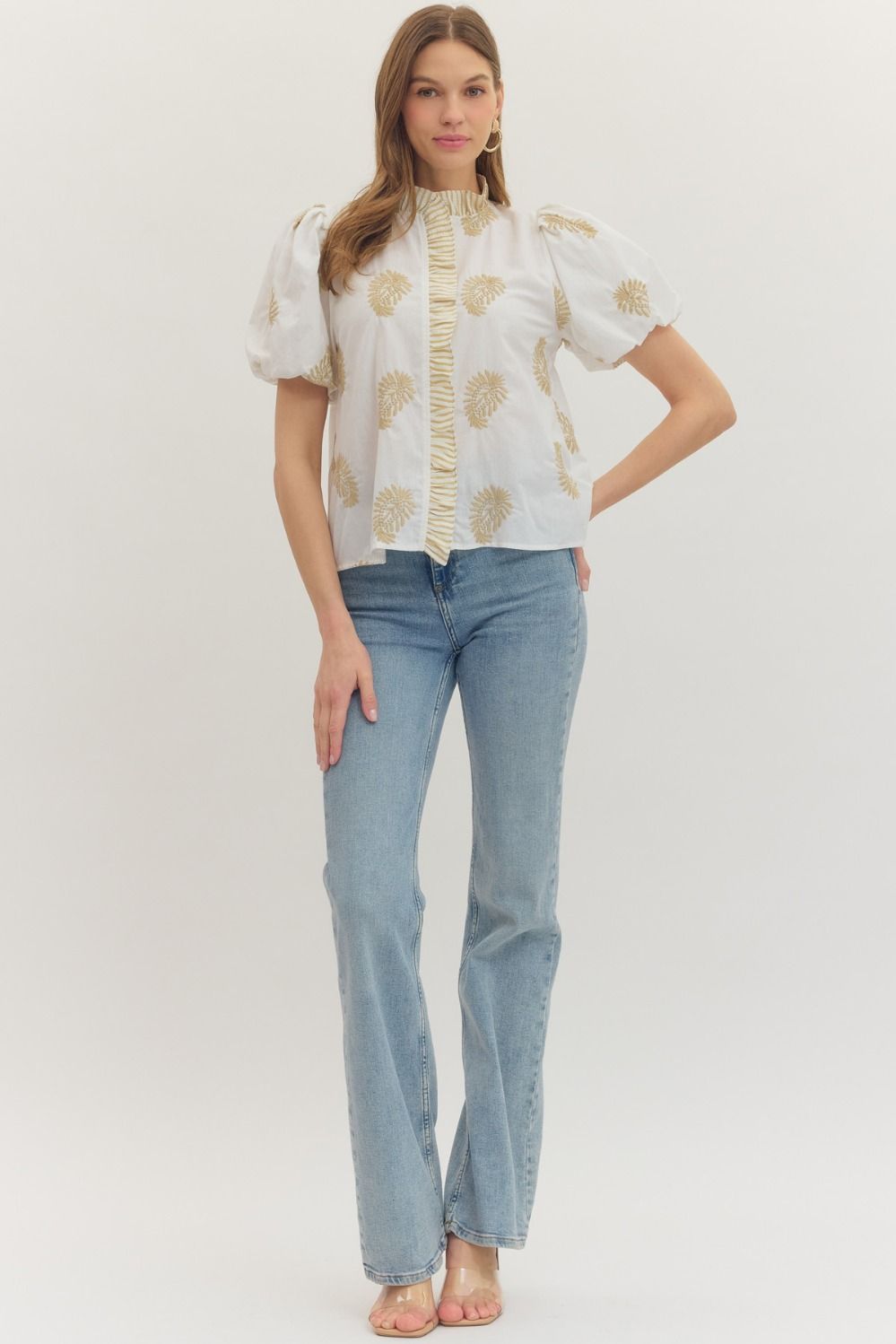 Entro | Kristin Embroidered Puff Sleeve Top | Sweetest Stitch RVA