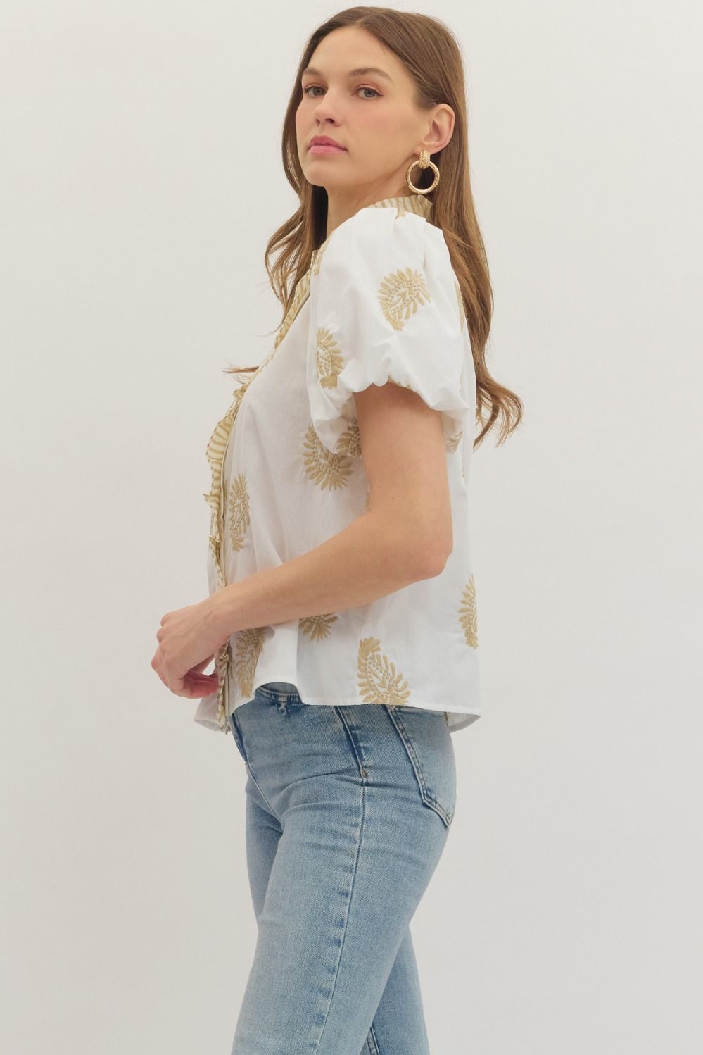 Entro | Kristin Embroidered Puff Sleeve Top | Sweetest Stitch RVA