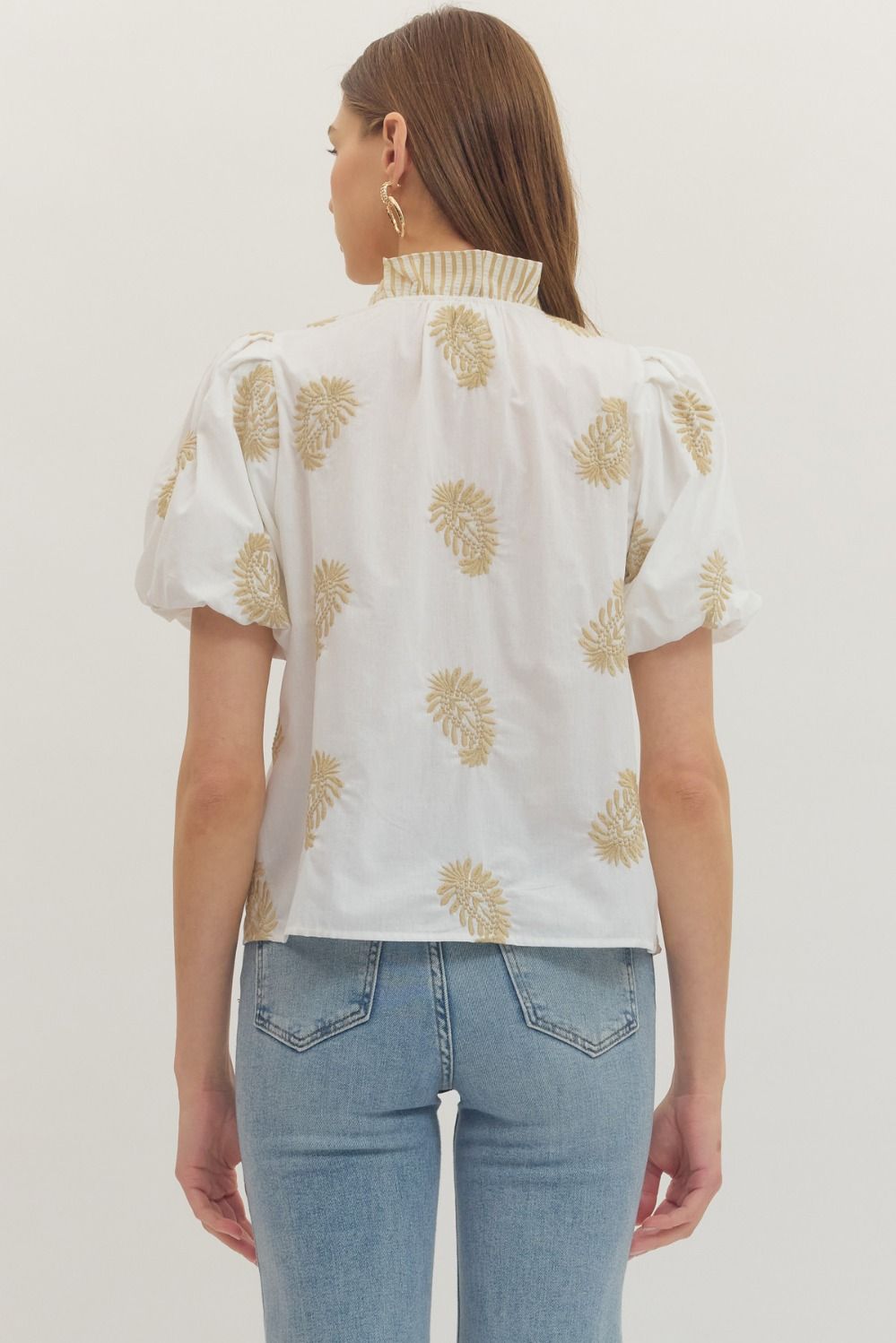 Entro | Kristin Embroidered Puff Sleeve Top | Sweetest Stitch RVA