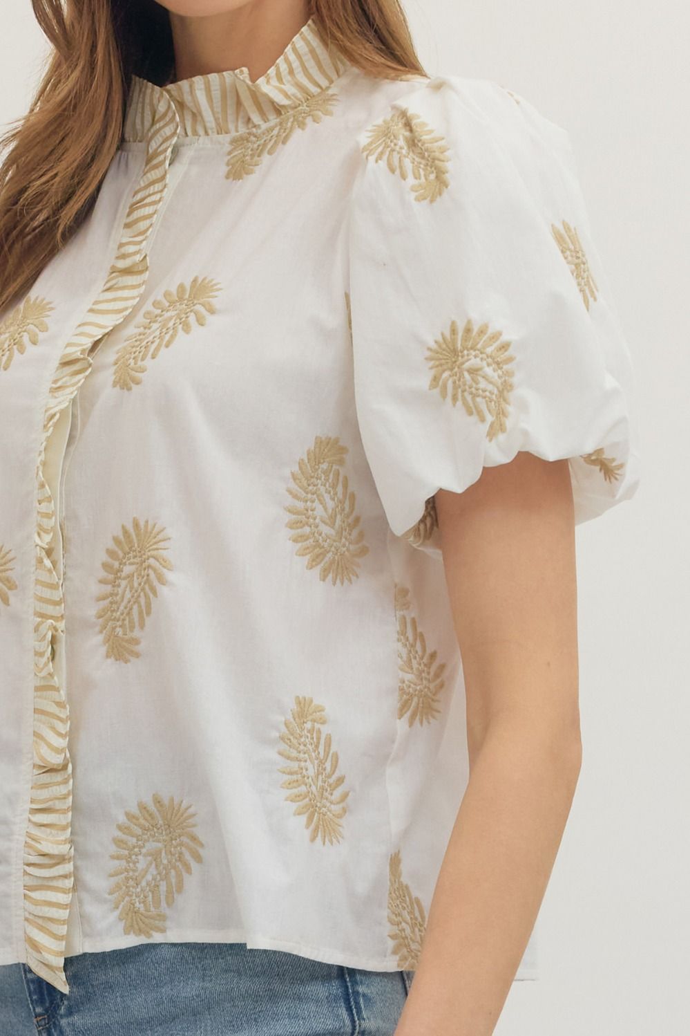 Entro | Kristin Embroidered Puff Sleeve Top | Sweetest Stitch RVA