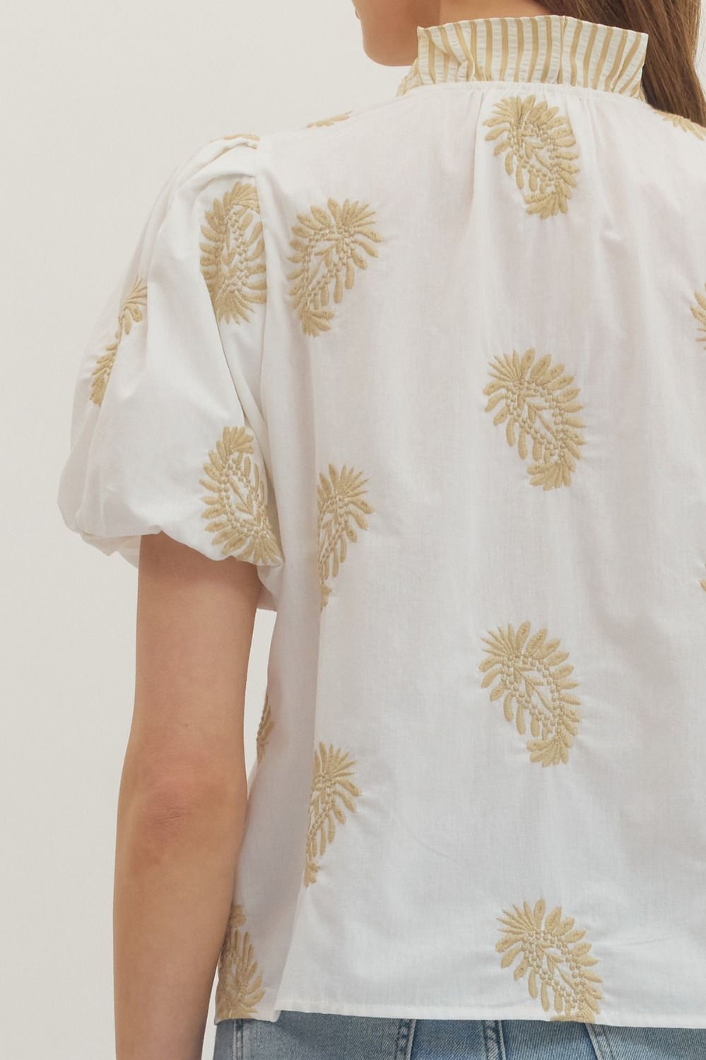Entro | Kristin Embroidered Puff Sleeve Top | Sweetest Stitch RVA