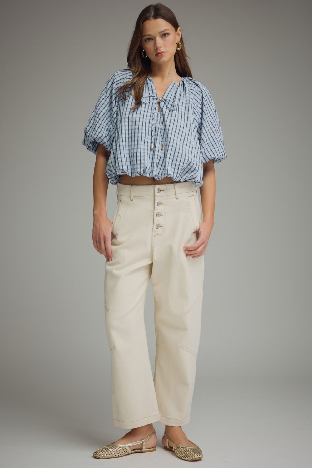 Entro | Faye Plaid Bubble Top | Sweetest Stitch Boutique Richmond