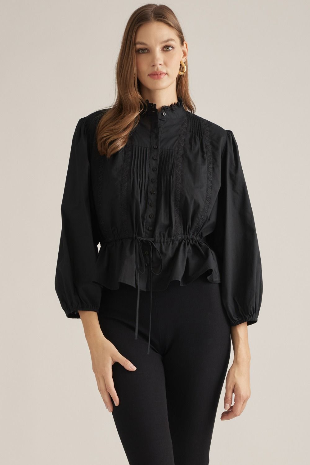 Entro | Pauline Pintuck Top - Black | Sweetest Stitch Boutique Richmond