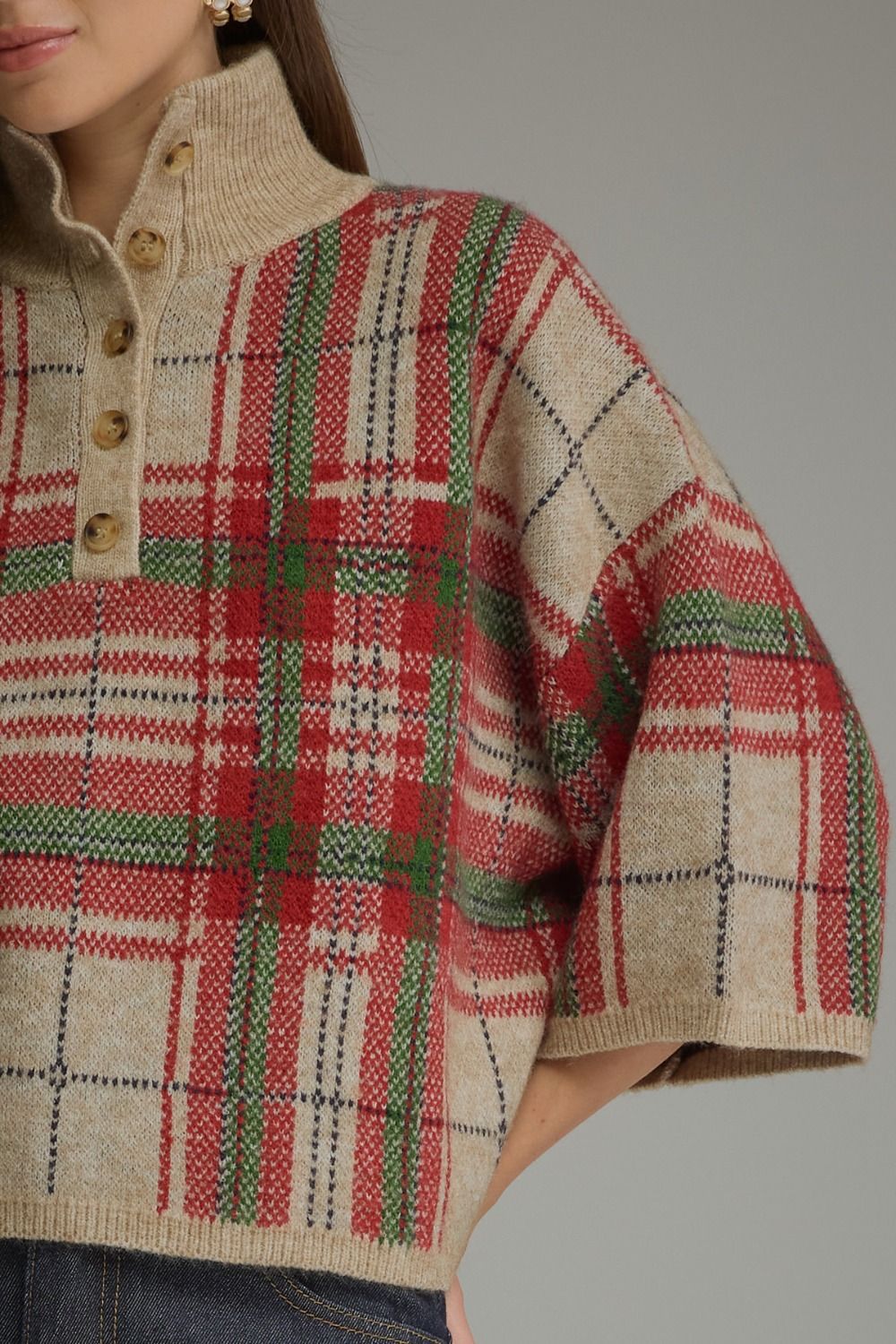 Entro | Blake Plaid Sweater Taupe | Sweetest Stitch Boutique Richmond