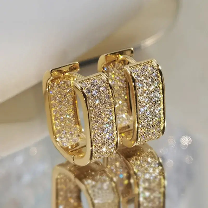 Gold U Shaped Diamond Earrings - Yayas Glam & Gift Shop