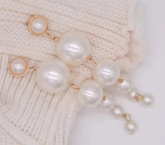 Fancy Girl Pearl Earrings Dangle Jewelry - Yaya's Luxe Handbags -