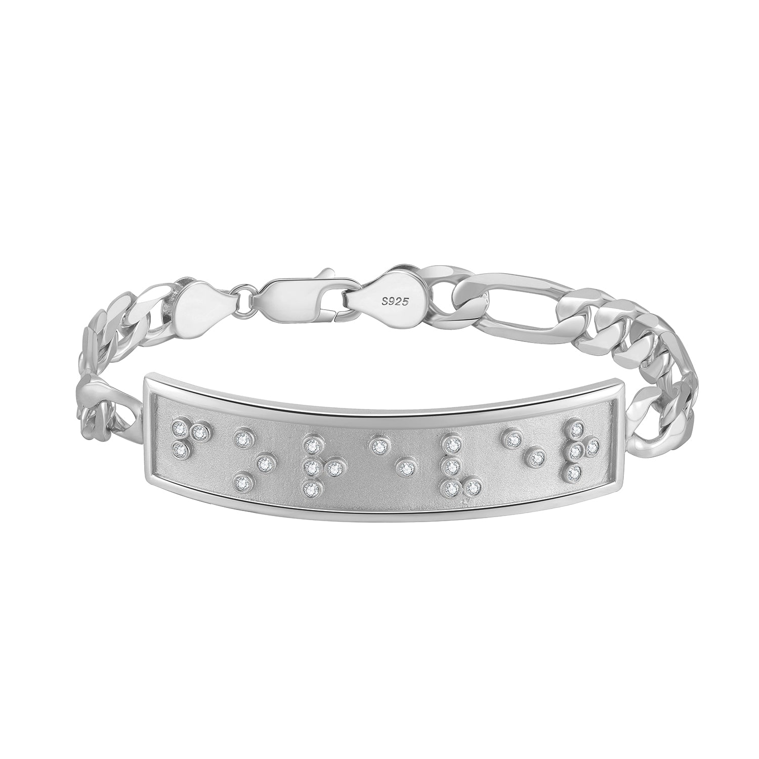 Touchstone Forever ID Link Bracelet in Silver with Braille Crystals