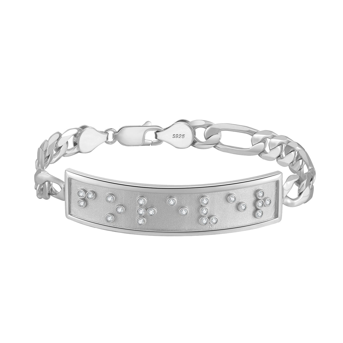 Touchstone Forever ID Link Bracelet in Silver with Braille Crystals