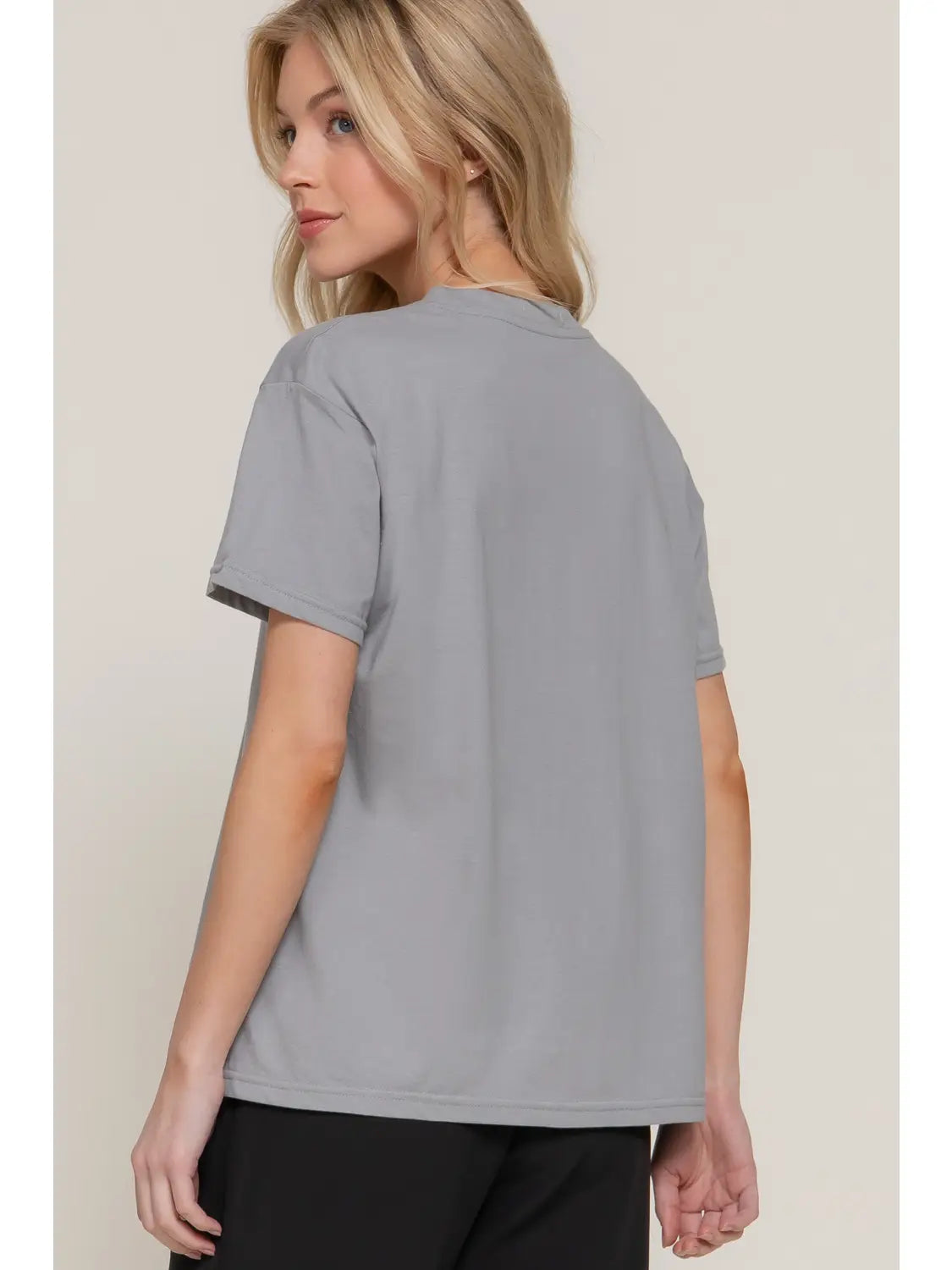 Gray Short Sleeve Round Neck Tee