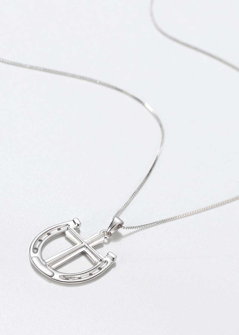 Saints and Saviors Rider's Prayer Cross in Horseshoe Necklace in Sterling Silver