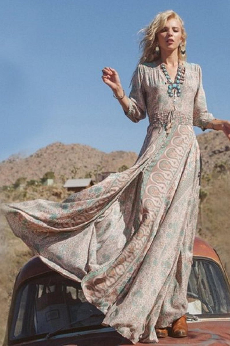 boho split dress Thigh Maxi Combined with the short