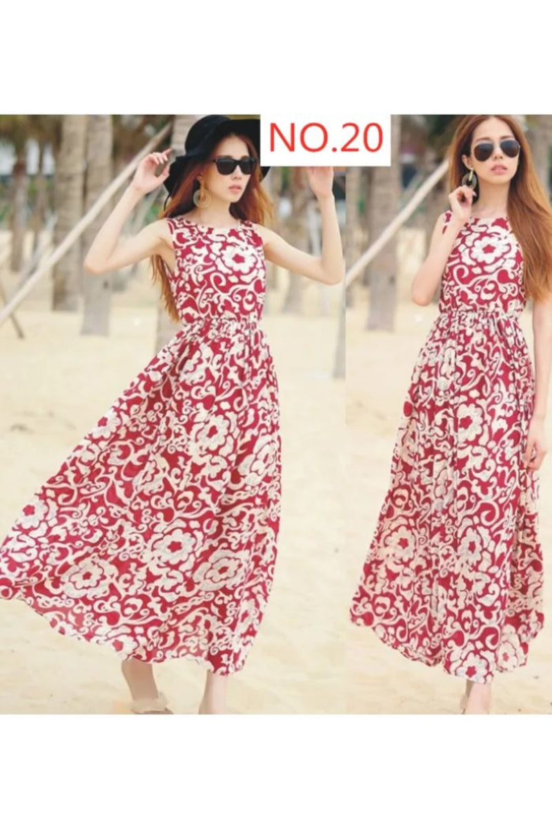 red and white boho dress Red Boho-Style Dress