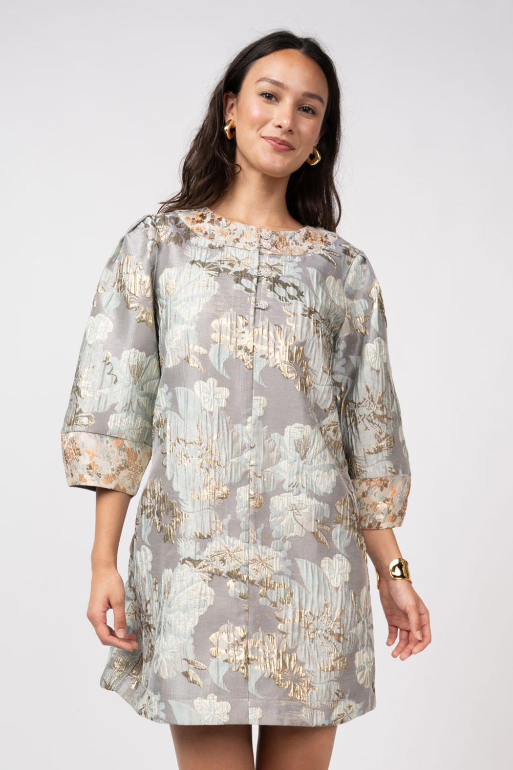 Jacquard Button Neck Dress – Shoptiques