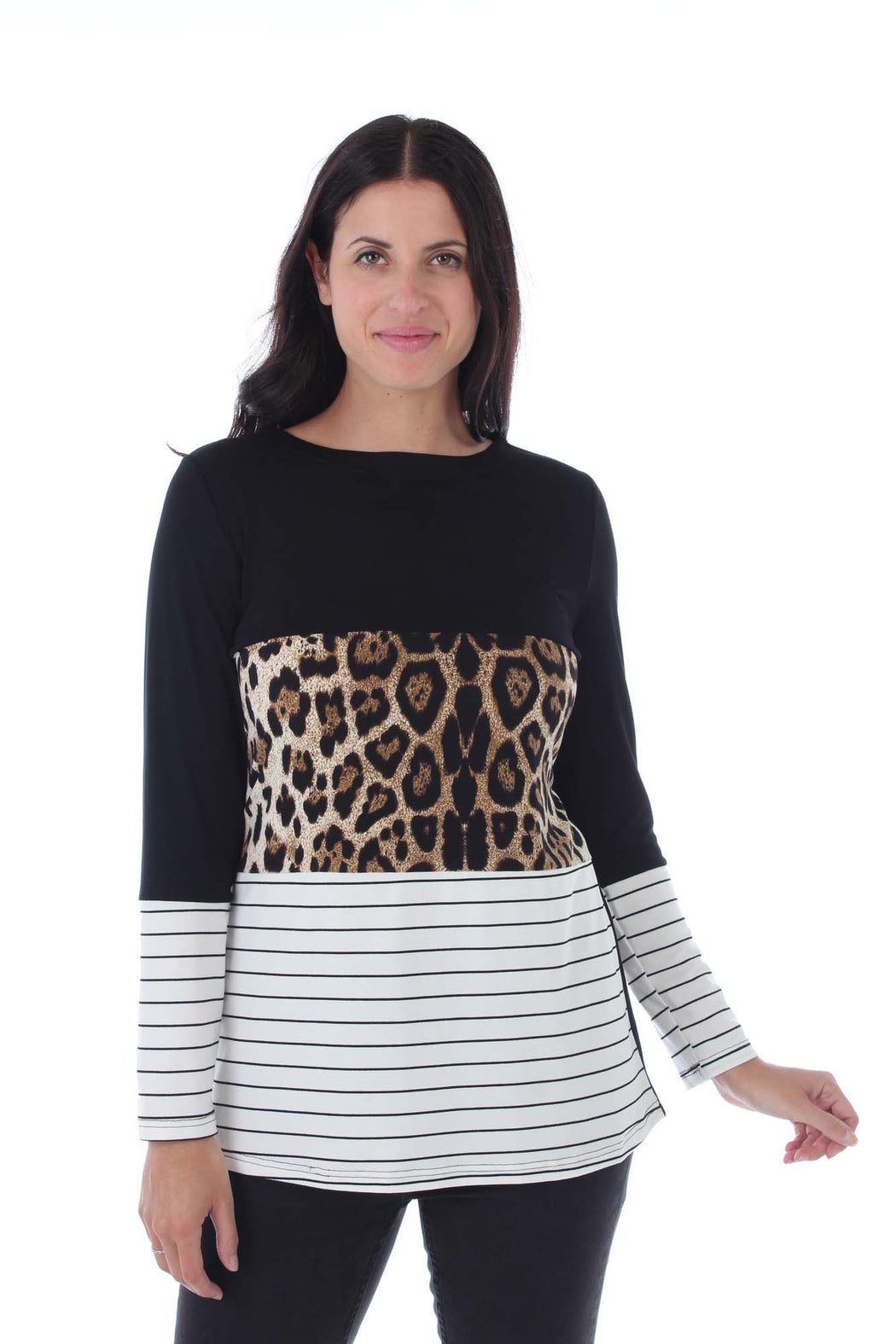 Black/Leopard/White Striped Main