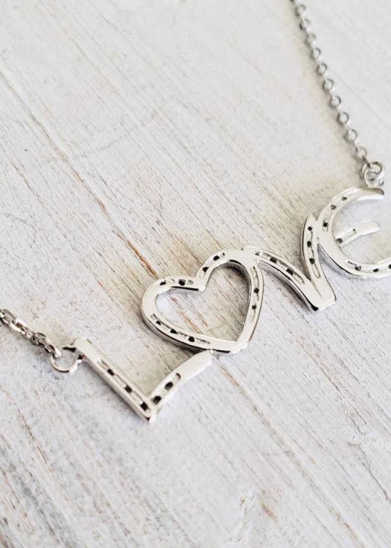 Saints Love In Horseshoes Silver Necklace