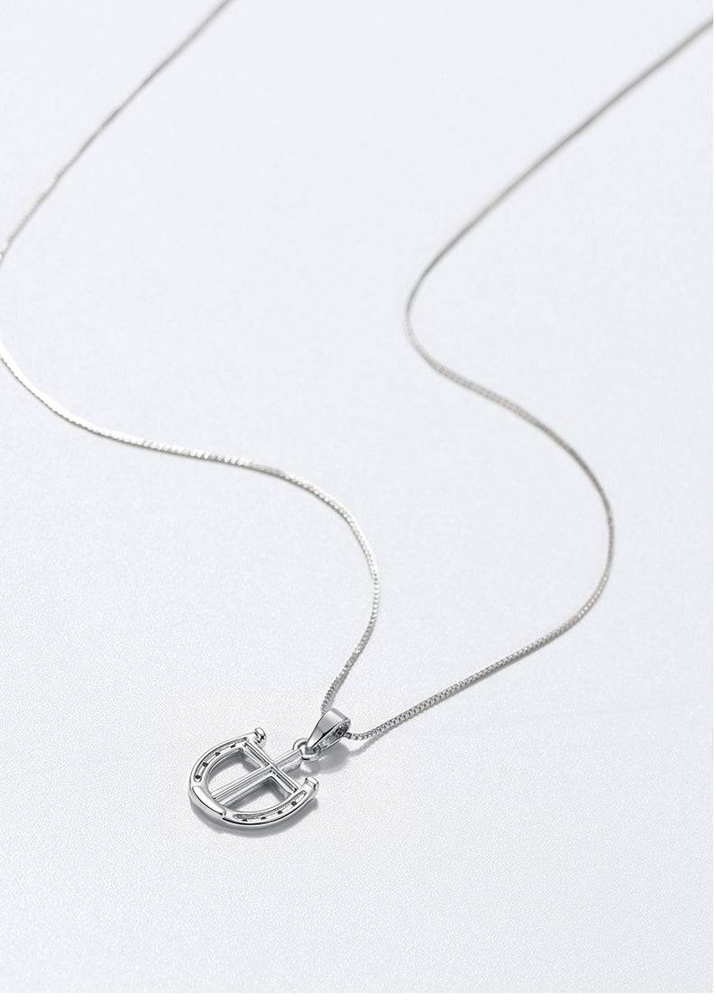 Saints and Saviors Rider's Prayer Mini Cross and Horseshoe Necklace in Silver