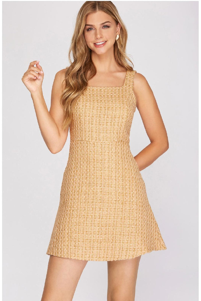 Metallic Tweed Fit & Flare Dress - She + Sky