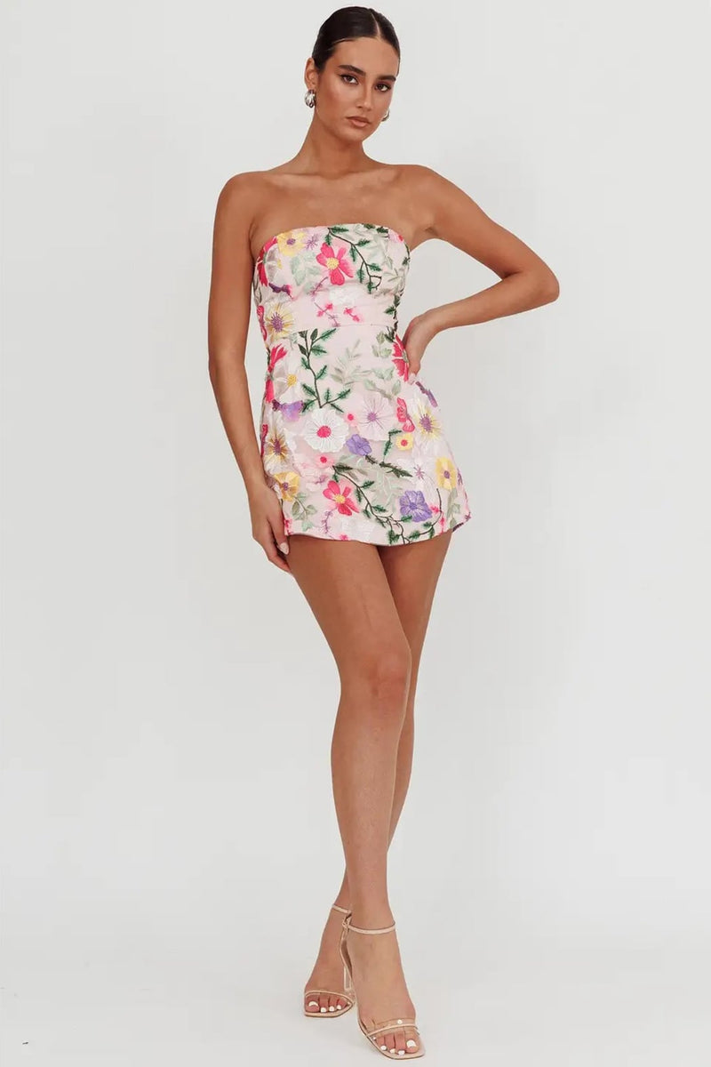 tamsin mini dress Mykonos Morning Tied Shoulder Mini Dress Flowers White