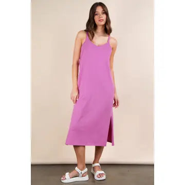 Orchid V-Neck Sleeveless Casual Comfy Midi Dress