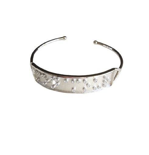 Touchstone Mon Amour Cuff Silver in Braille Crystals