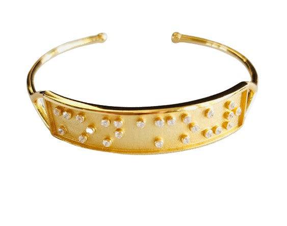 Touchstone Mon Amour Cuff Gold with Braille Crystals