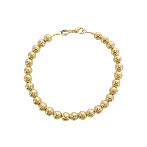 Bracelet Sphere Gold-Filled Ball Bead on black checkered background