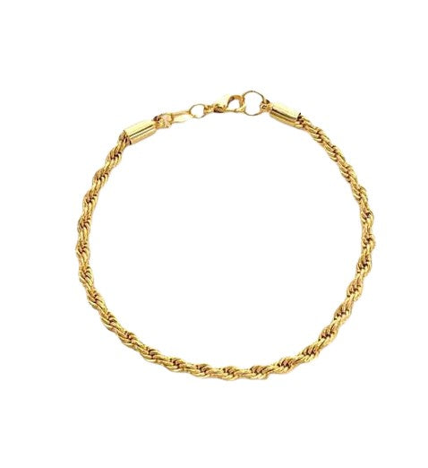 Bracelet Rope Chain Gold-filled on white background