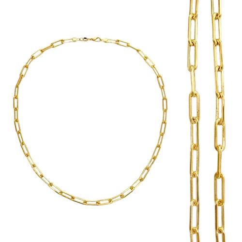 YOUnique Gold Filled Medium Link paper Clip Chain Necklace