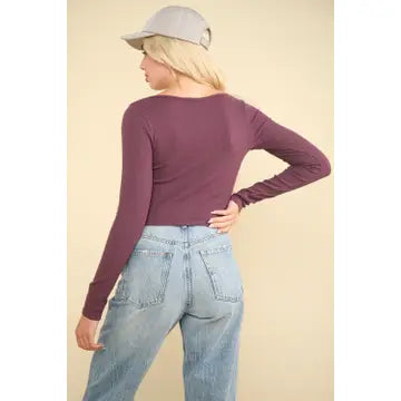 Plum Easy Comfy Casual Fitted Crop Knit Top - Athena's Fashion Boutique