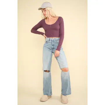Plum Easy Comfy Casual Fitted Crop Knit Top - Athena's Fashion Boutique