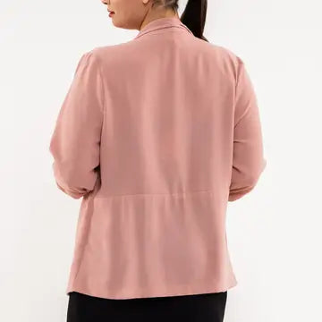 Dusty Pink 3/4 Rouched Sleeve Blazer