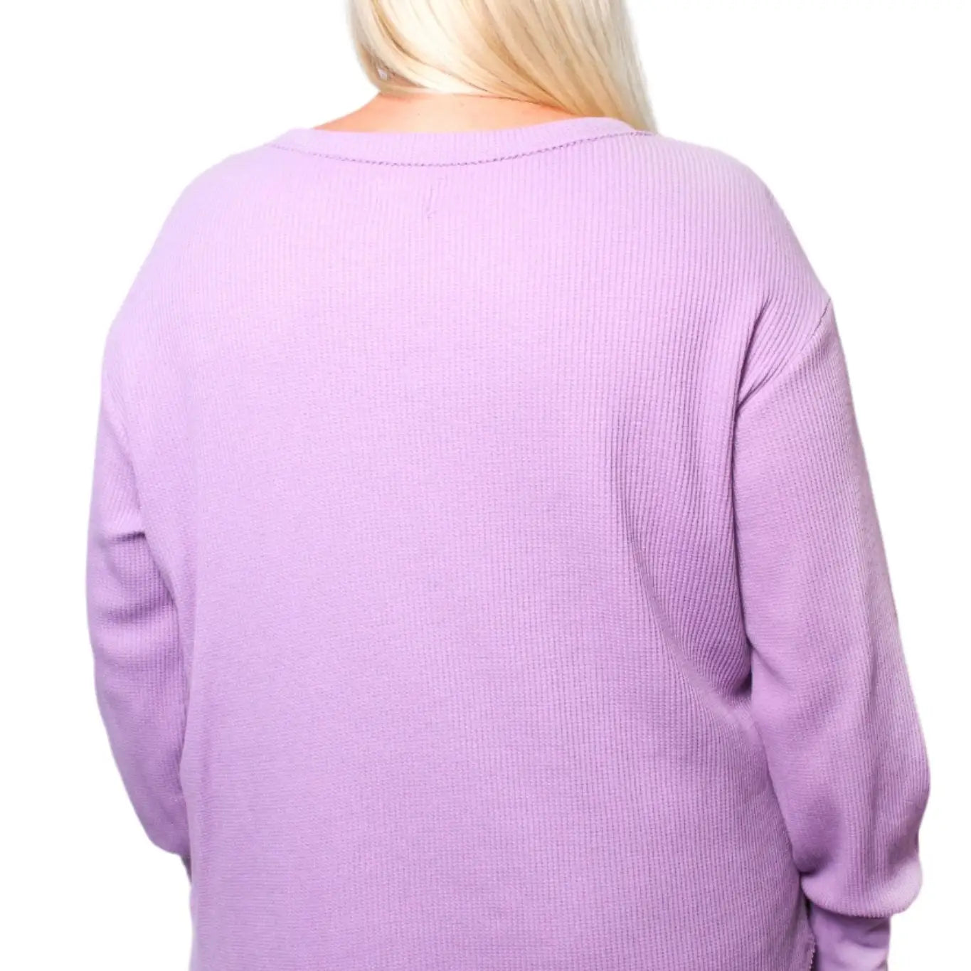 Women's Plus Long Sleeves Waffle Graphic Top