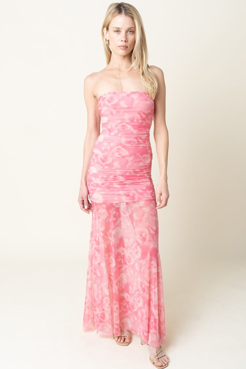 romy maxi dress Sheer PINK / L Quantity:5 Pack Maxi length Gabrielle Slip Skirt | High low homecoming dress