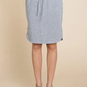 Gray Knee Length Drawstring Skirt