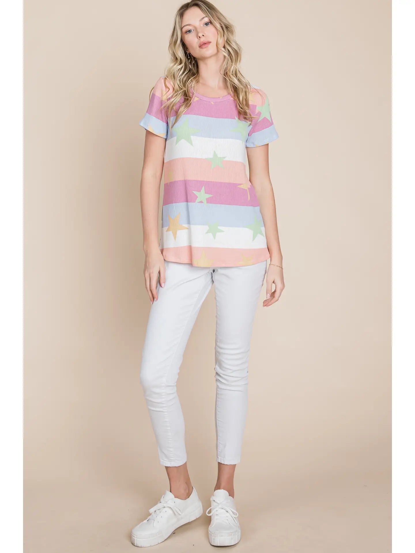 Stars and Stripe Women's Soft Waffle Knit Tee