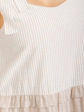 Plus Size Sleeveless Tiered Color Block Stripe Mini Dress