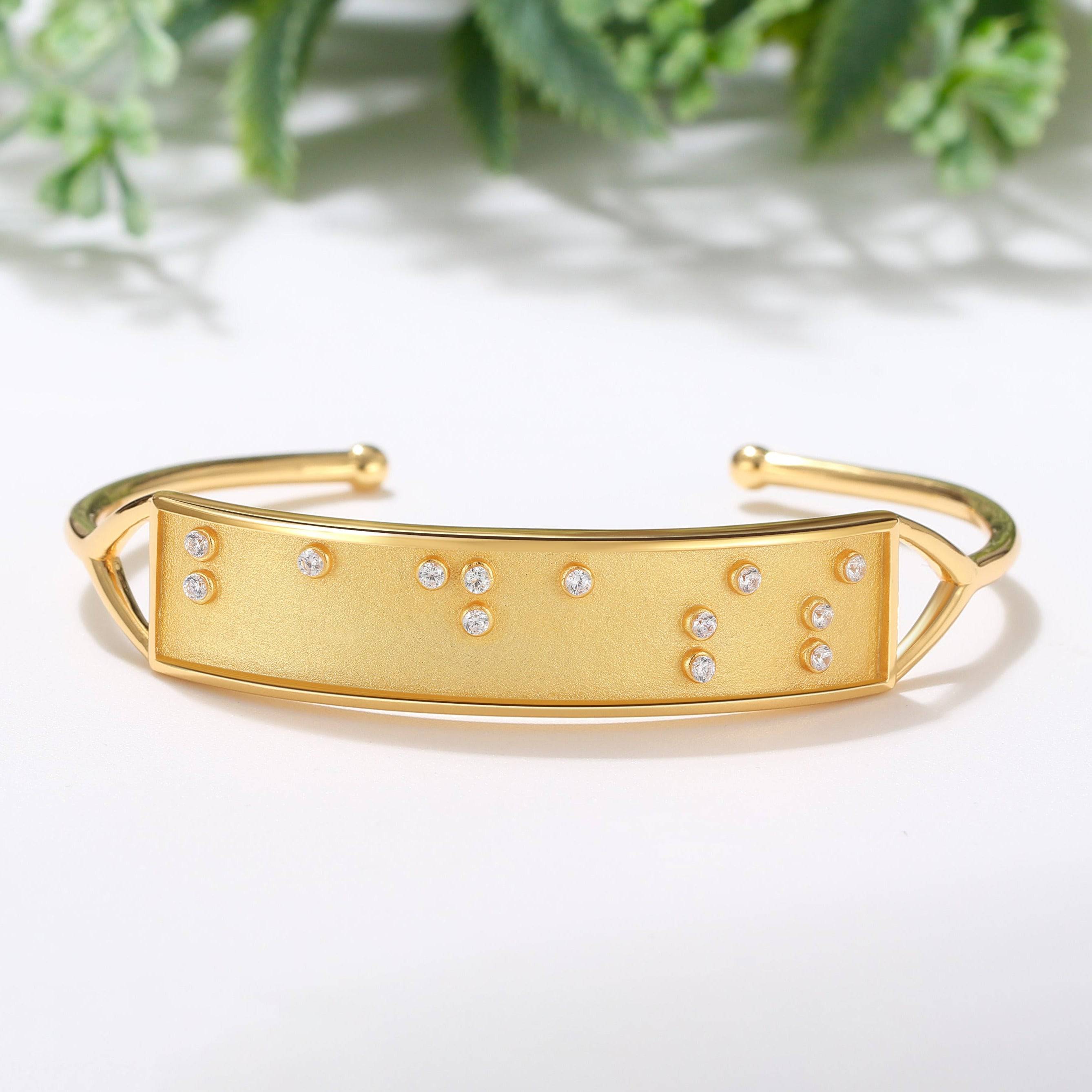 Touchstone Fearless Cuff Gold Braille Crystals