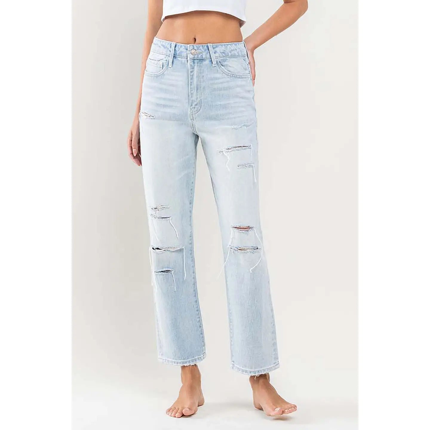 Vervet Super High Rise Distressed Crop Straight Jeans