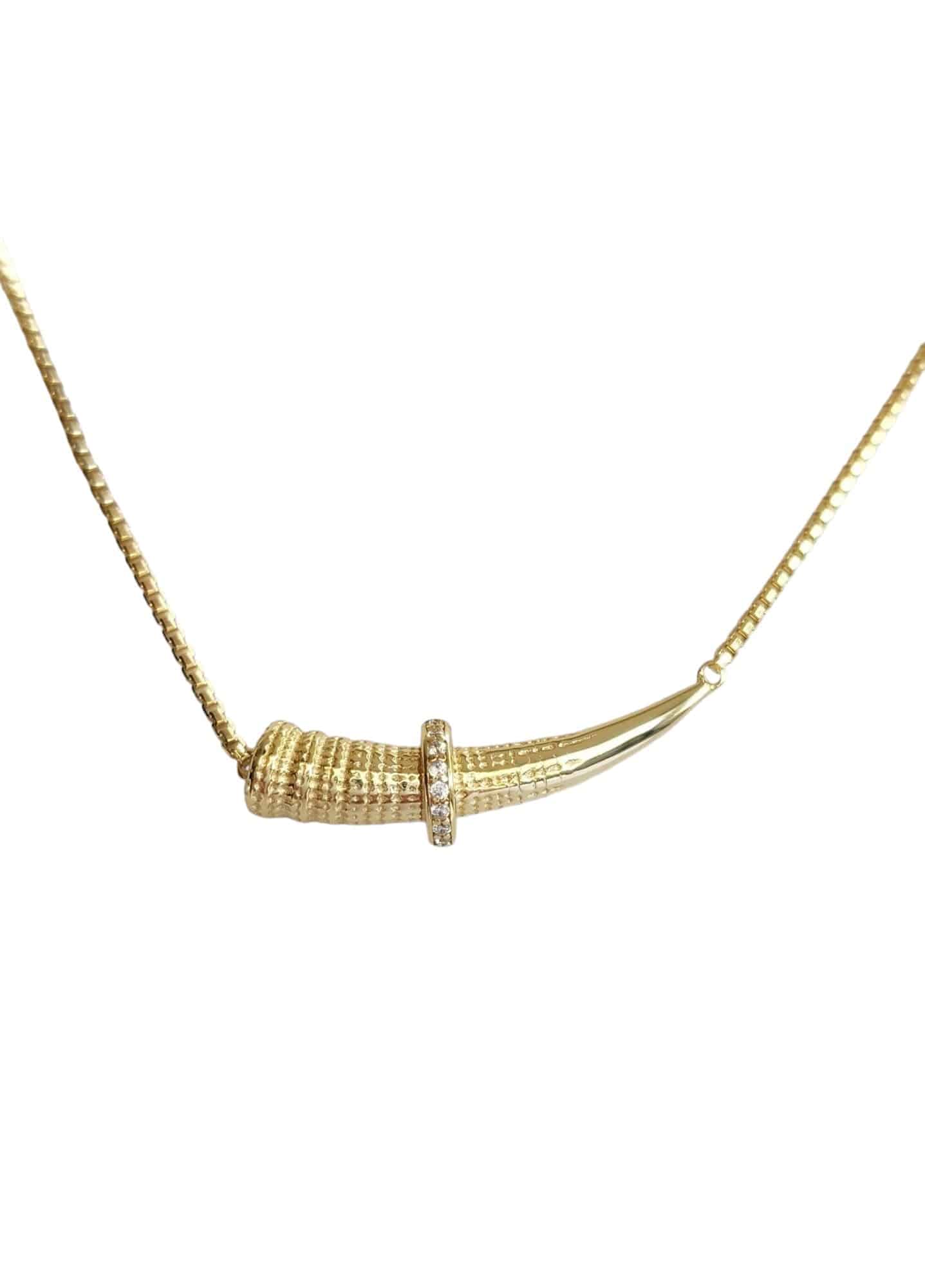 Everwild Wild Horn Gold Necklace with Crystal Slide