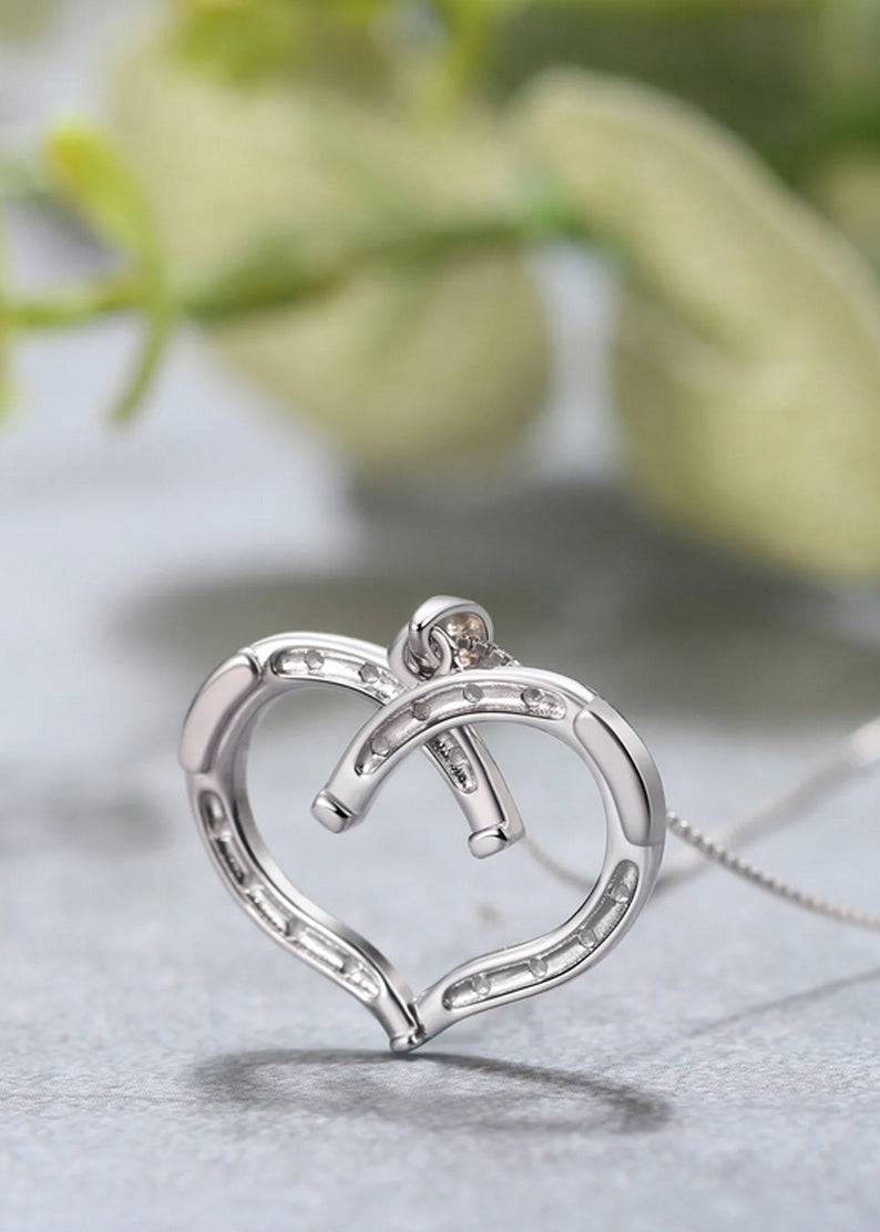 Saints and Saviors Wild at Heart Equestrian Horseshoe Necklace in Silver