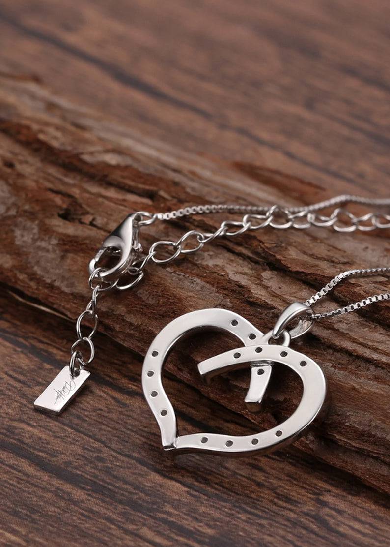 Saints and Saviors Wild at Heart Equestrian Horseshoe Necklace in Silver