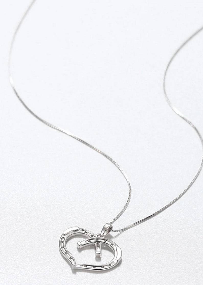 Saints and Saviors Wild at Heart Equestrian Horseshoe Necklace in Silver