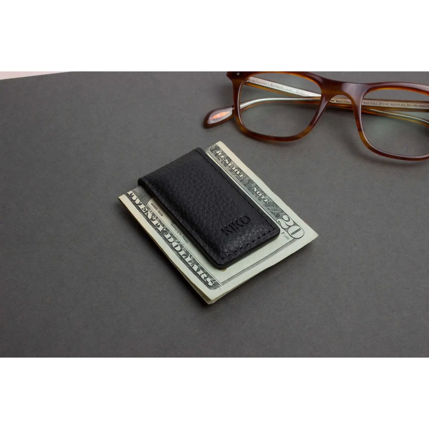 Kiko Leather Black Magnetic Money Clip #111 - Athena's Fashion Boutique