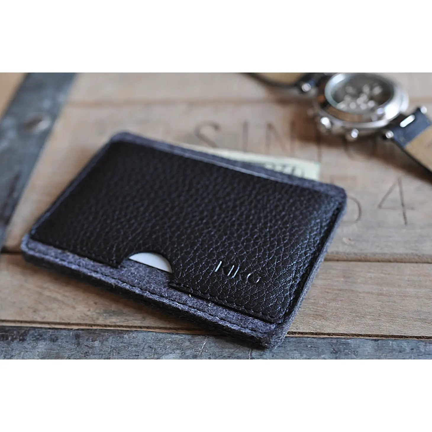 Kiko Leather Black Combo Card Case #142 - Athena's Fashion Boutique