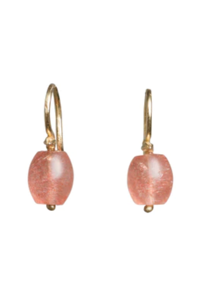 Strawberry Quartz 18K Single Seed Earwire 6x3mm Main