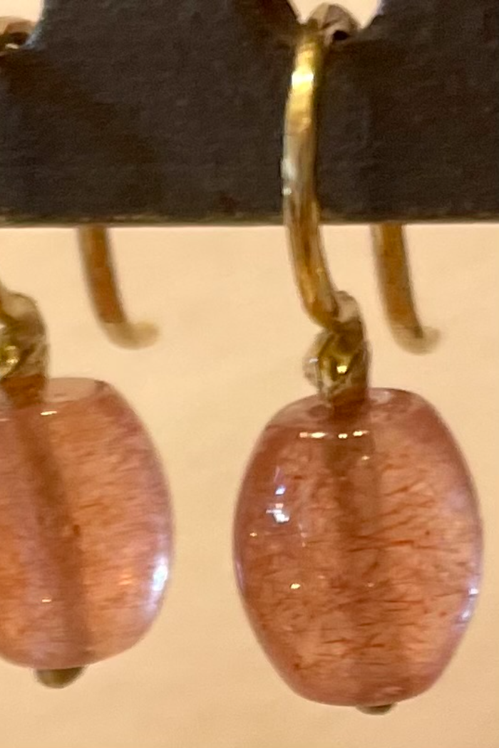 Strawberry Quartz 18K Single Seed Earwire 6x3mm